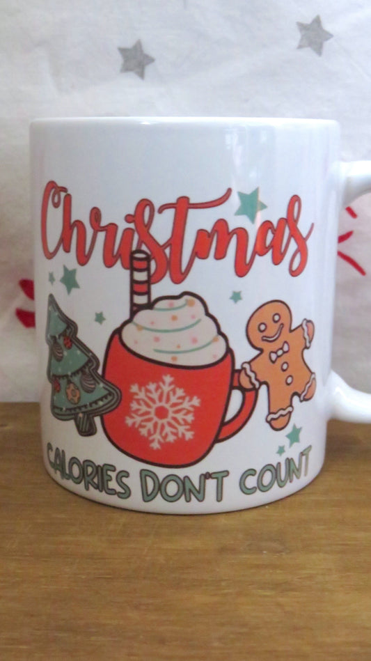 Christmas mugs, personalised, Christmas movie mug Christmas calories don't count