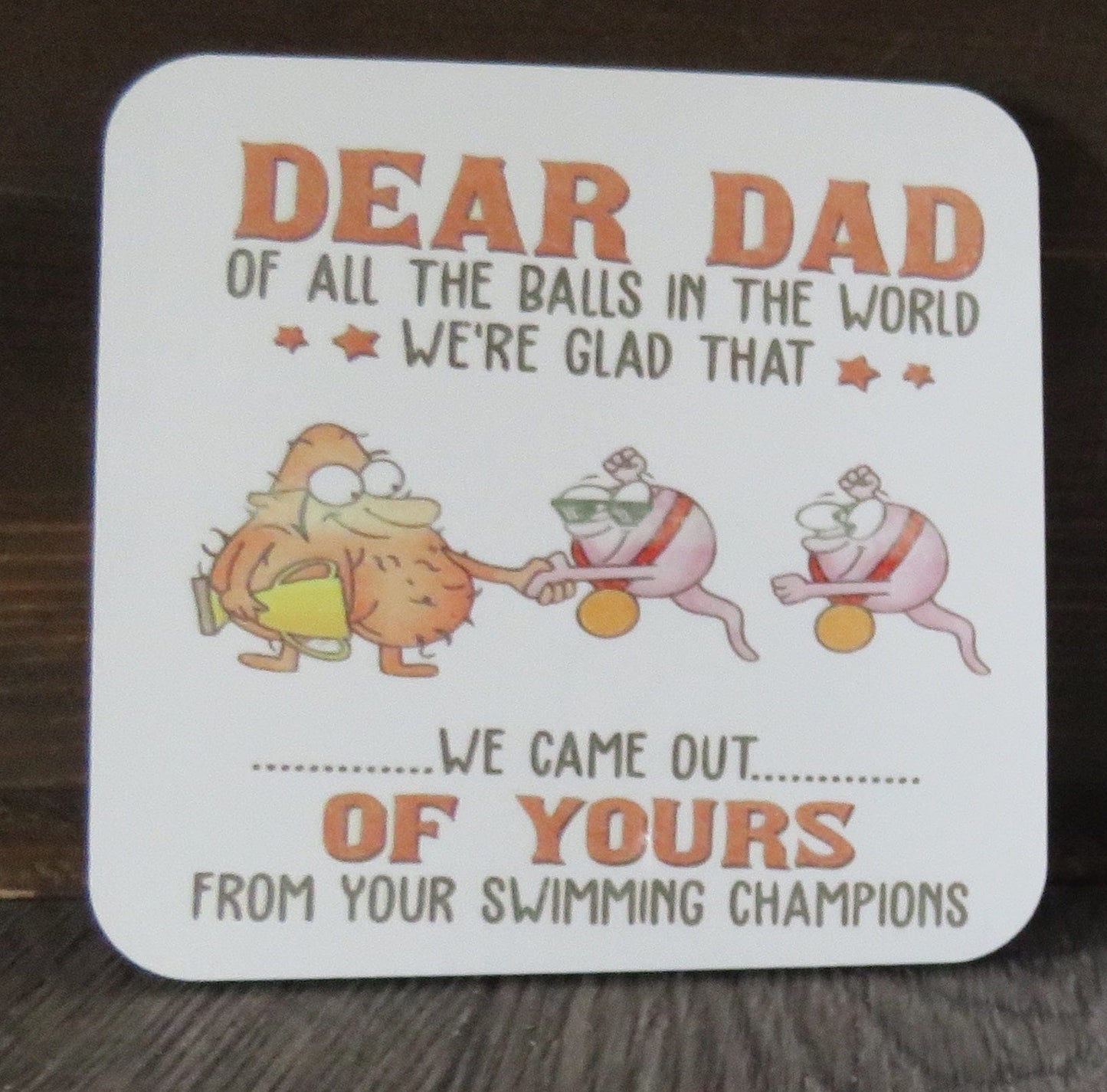 Funny dad mug and coaster set sweaty hairy balls I'm glad I came our of yours