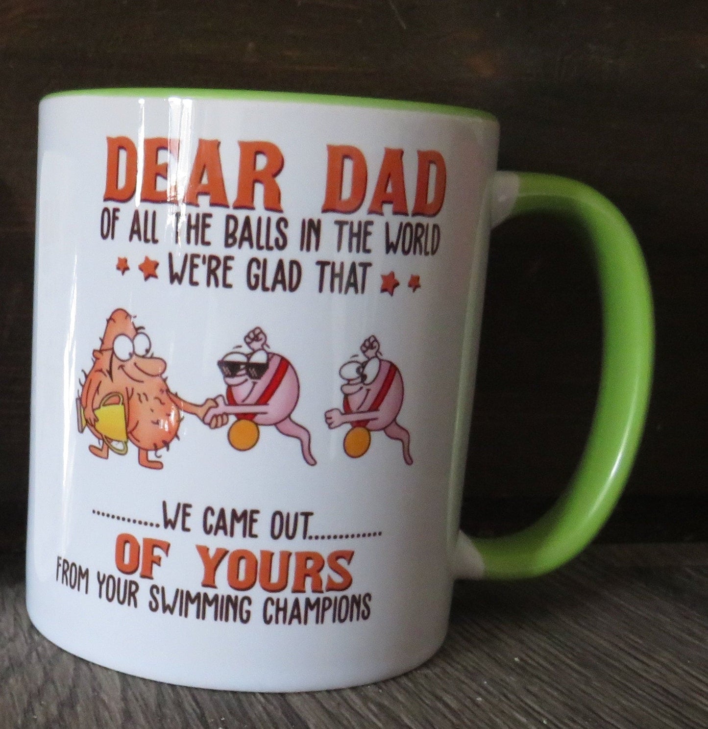 Funny dad mug and coaster set sweaty hairy balls I'm glad I came our of yours