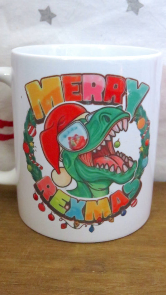 Christmas mugs, personalised, Christmas movie mug, Merry rexmas