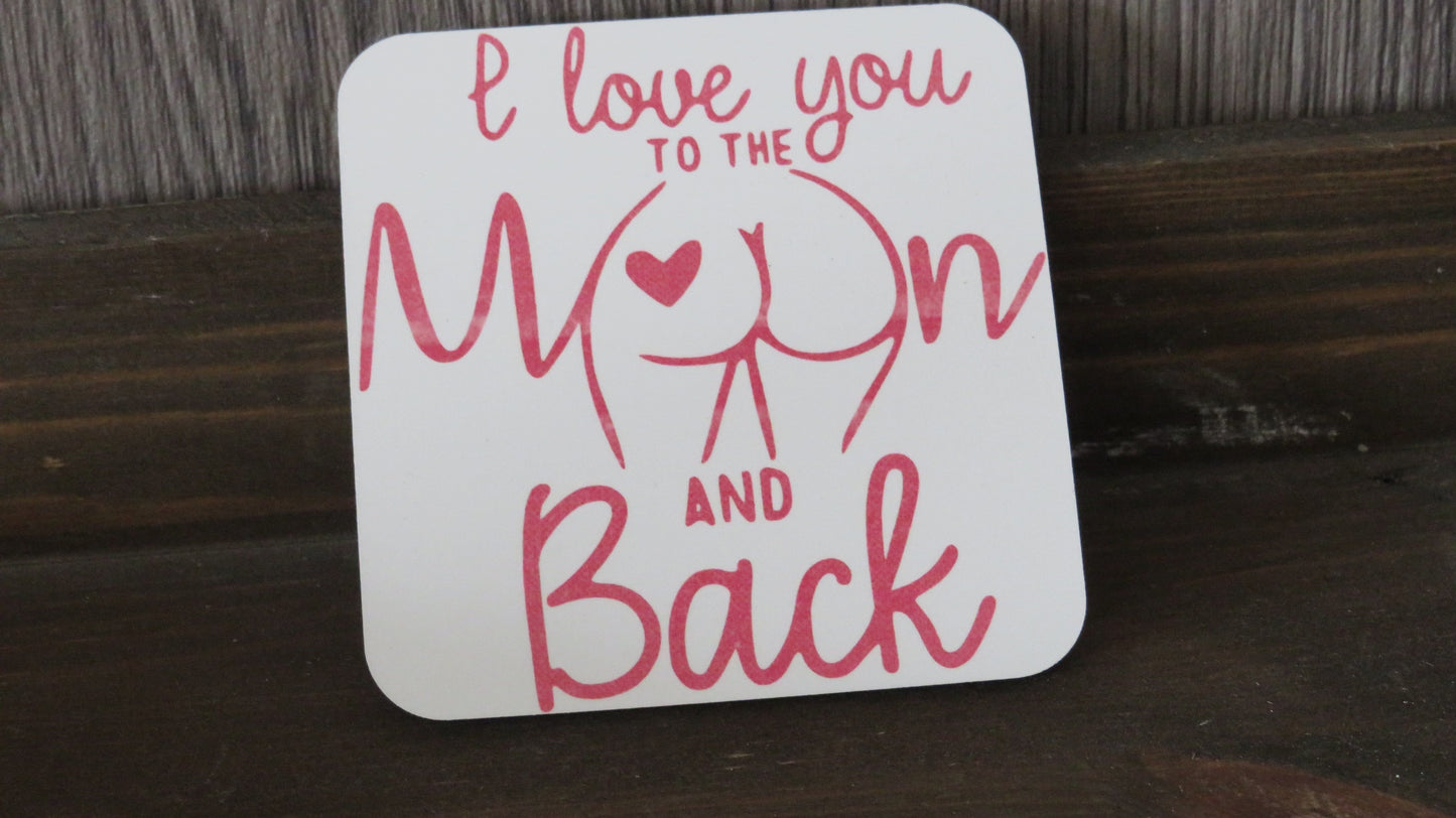 I love you to the moon and back mug and coaster